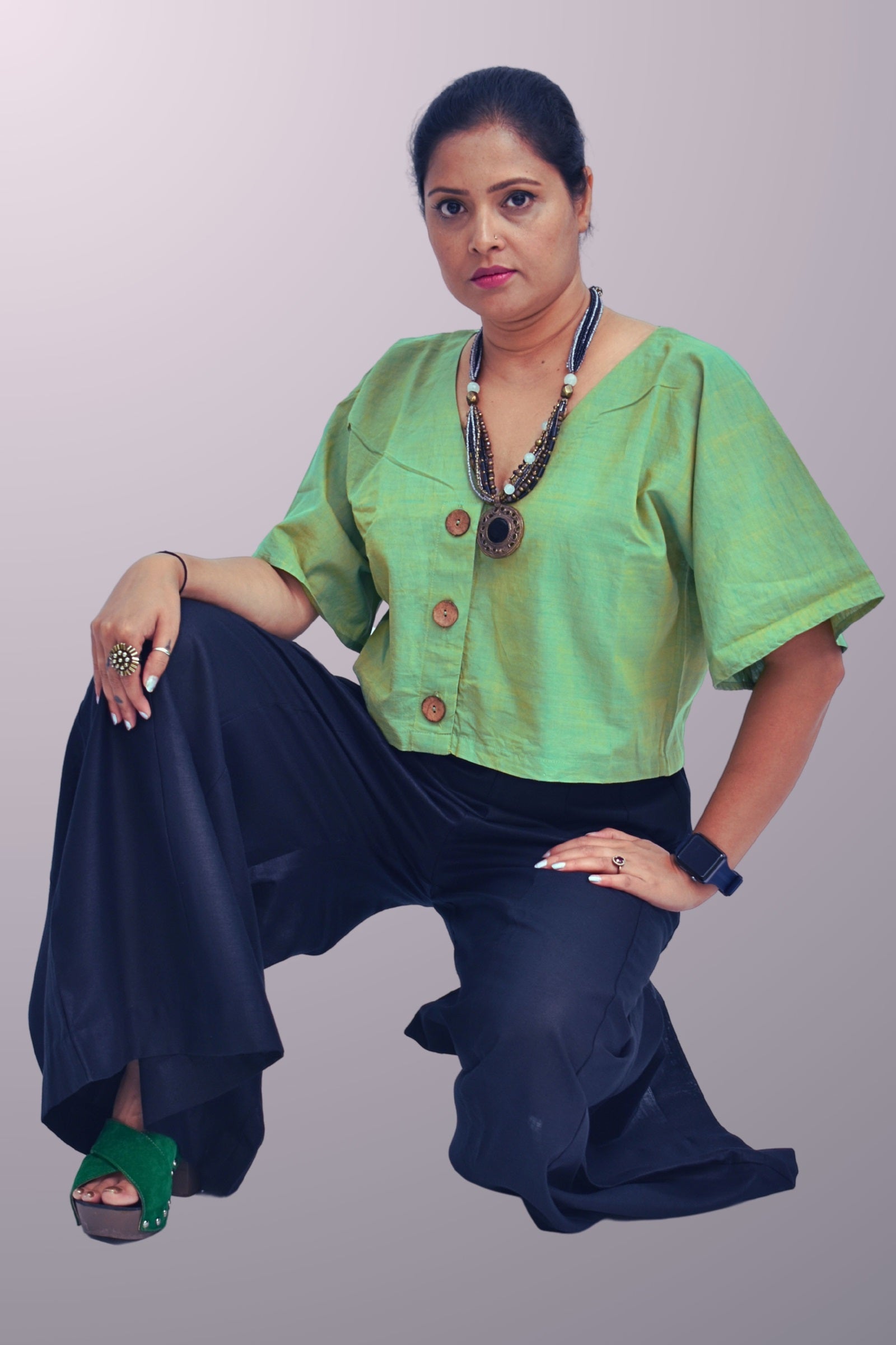 Pure Handloom Cotton Pastel Green Color Top
