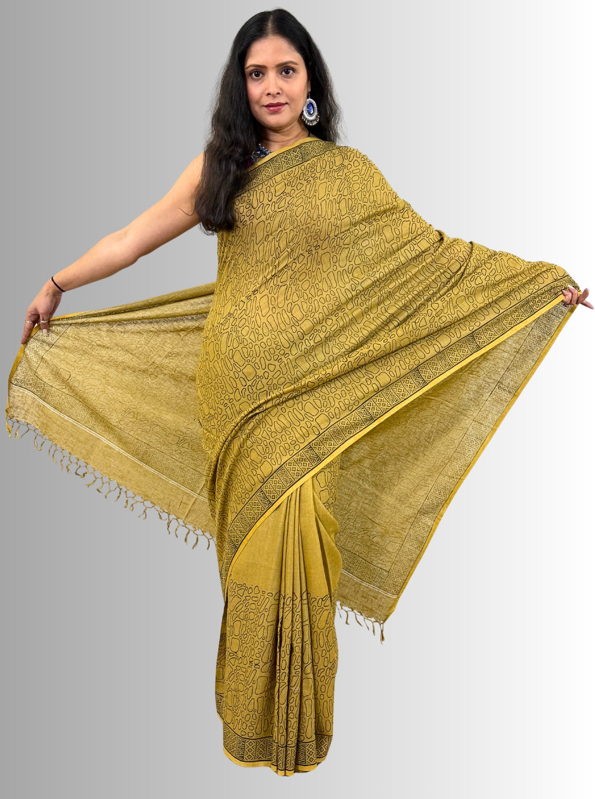 handloom cotton jaal hand block print saree with blouse
