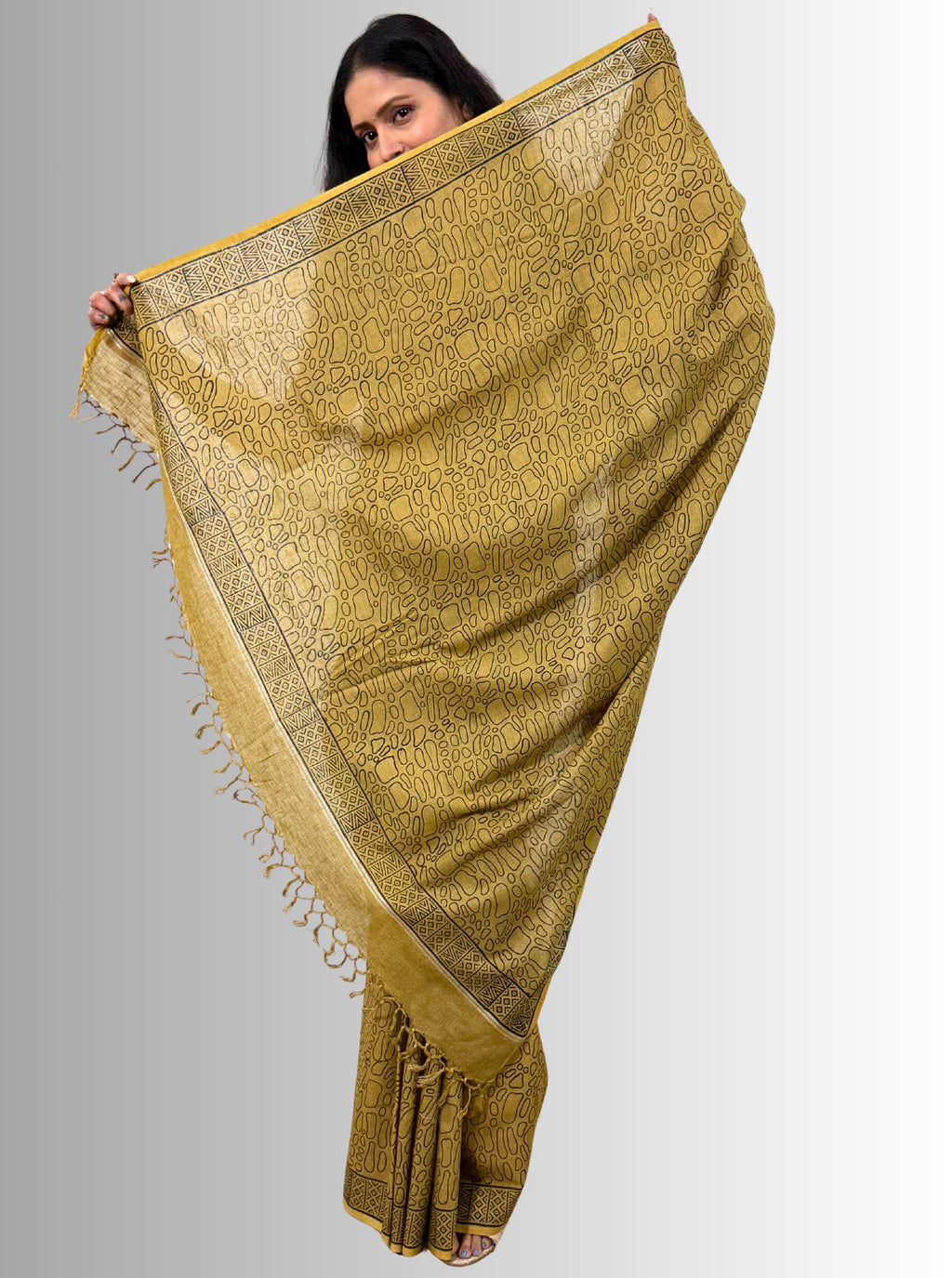 handloom cotton jaal hand block print saree with blouse