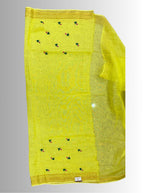 haldi yellow handloom linen hand embroiedry saree with blouse