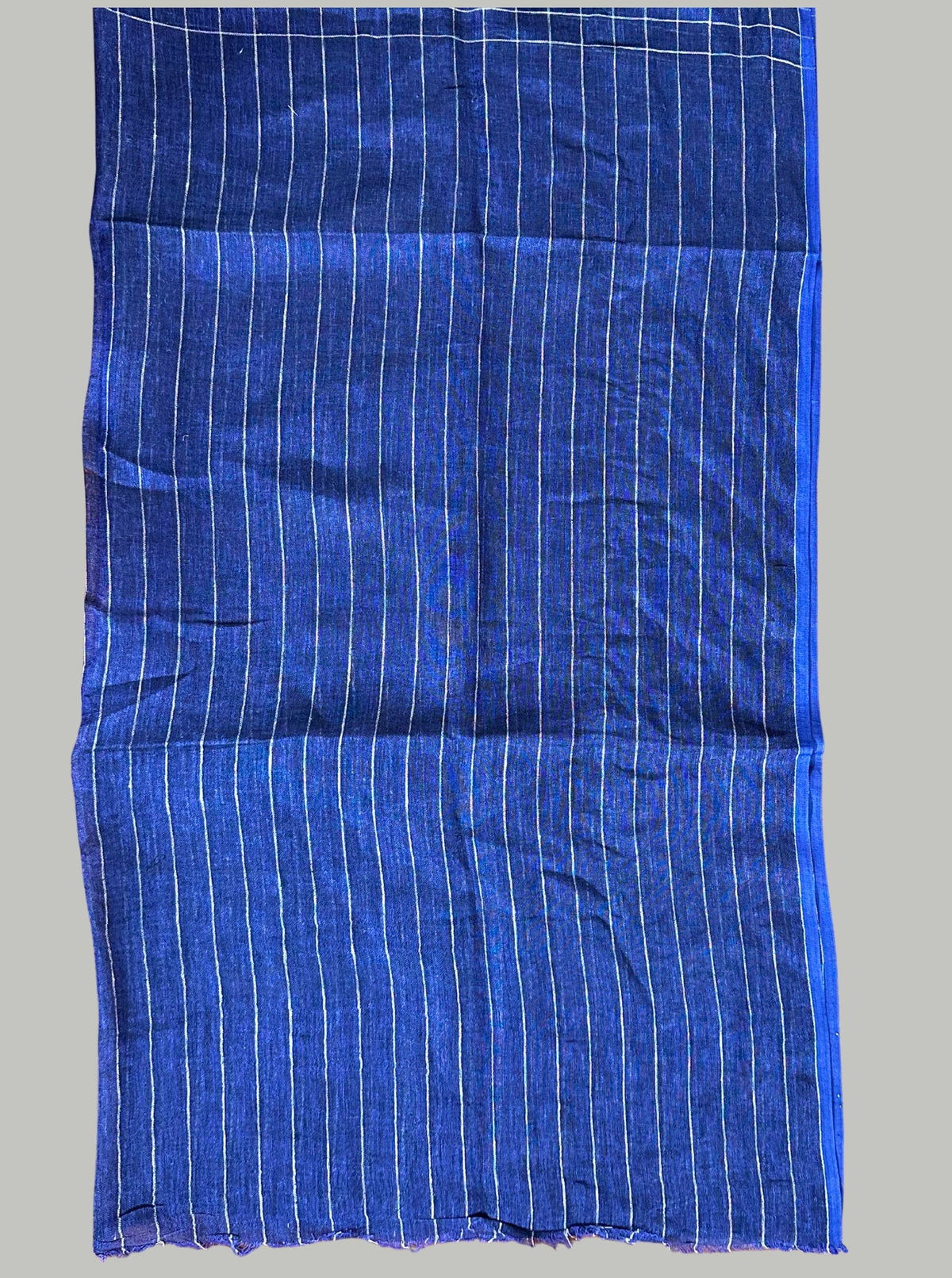 blue handloom linen check saree with blouse