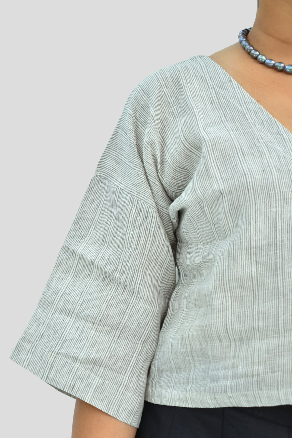 Pure Handloom Linen Grey Color Top