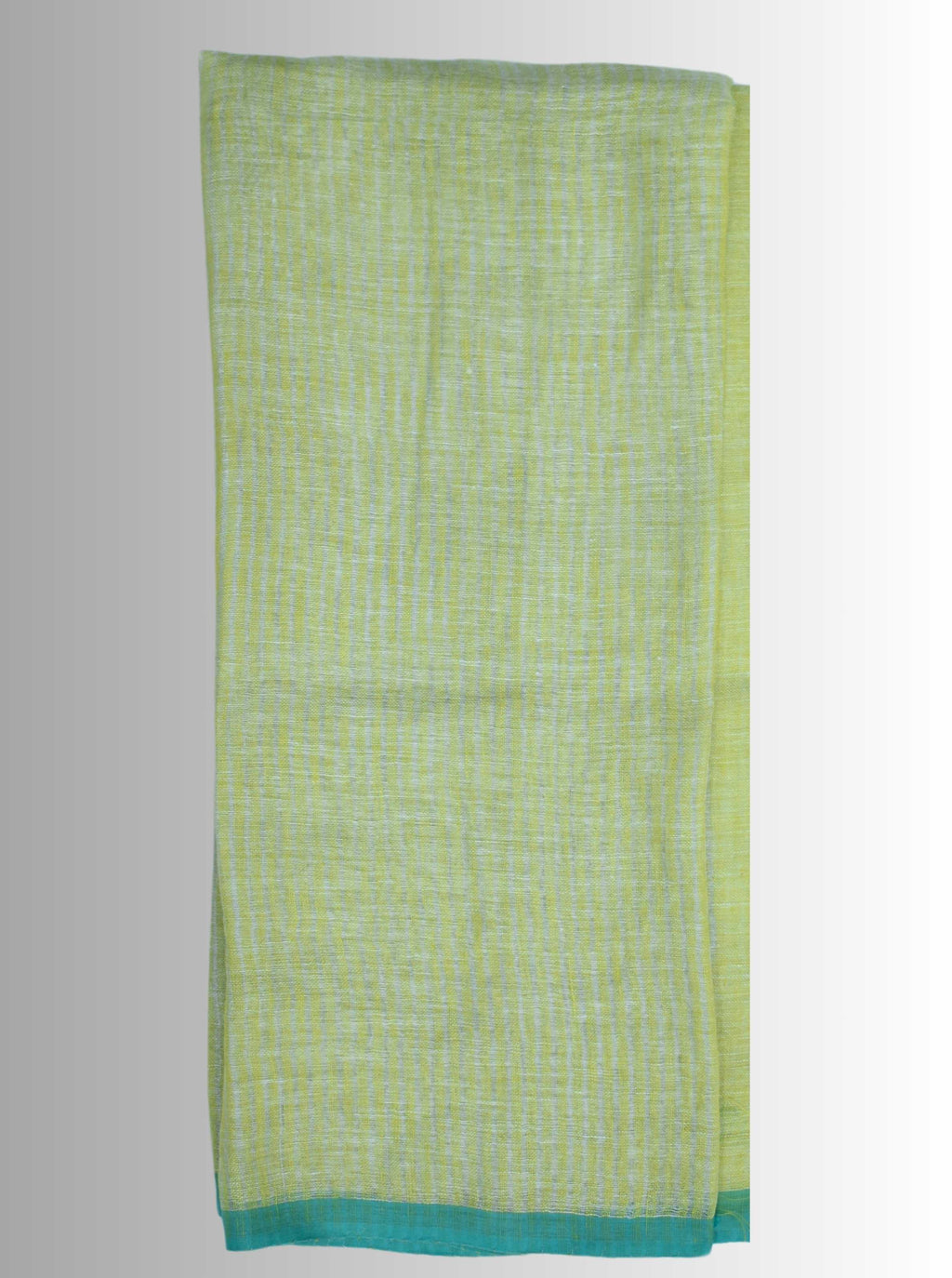 Pure Handloom Linen Lemom Green Saree
