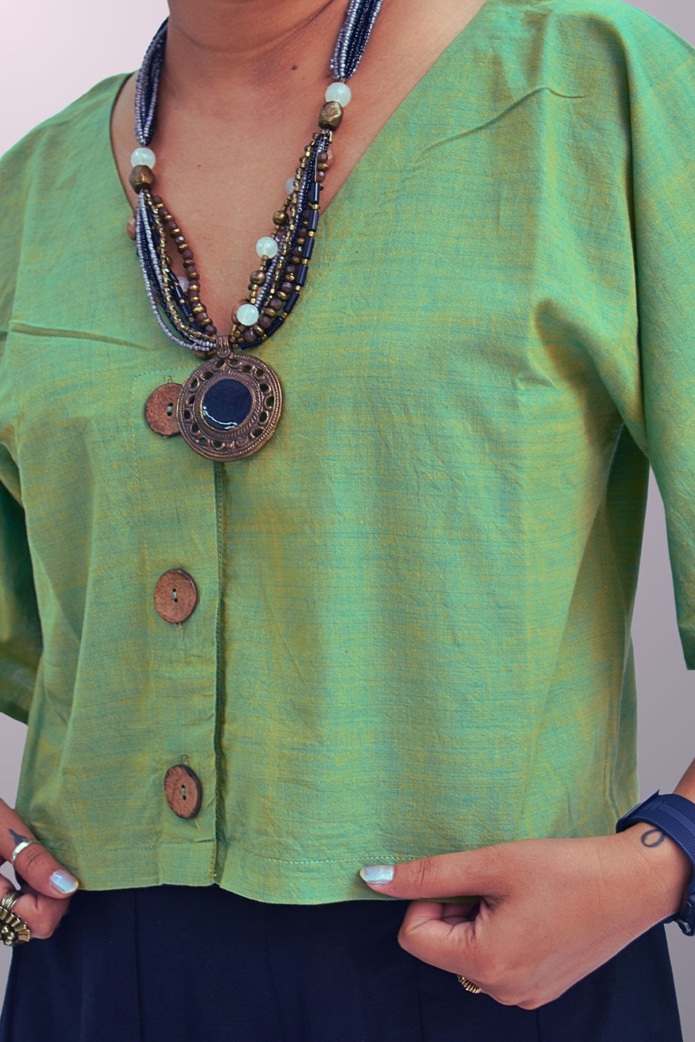 Pure Handloom Cotton Pastel Green Color Top