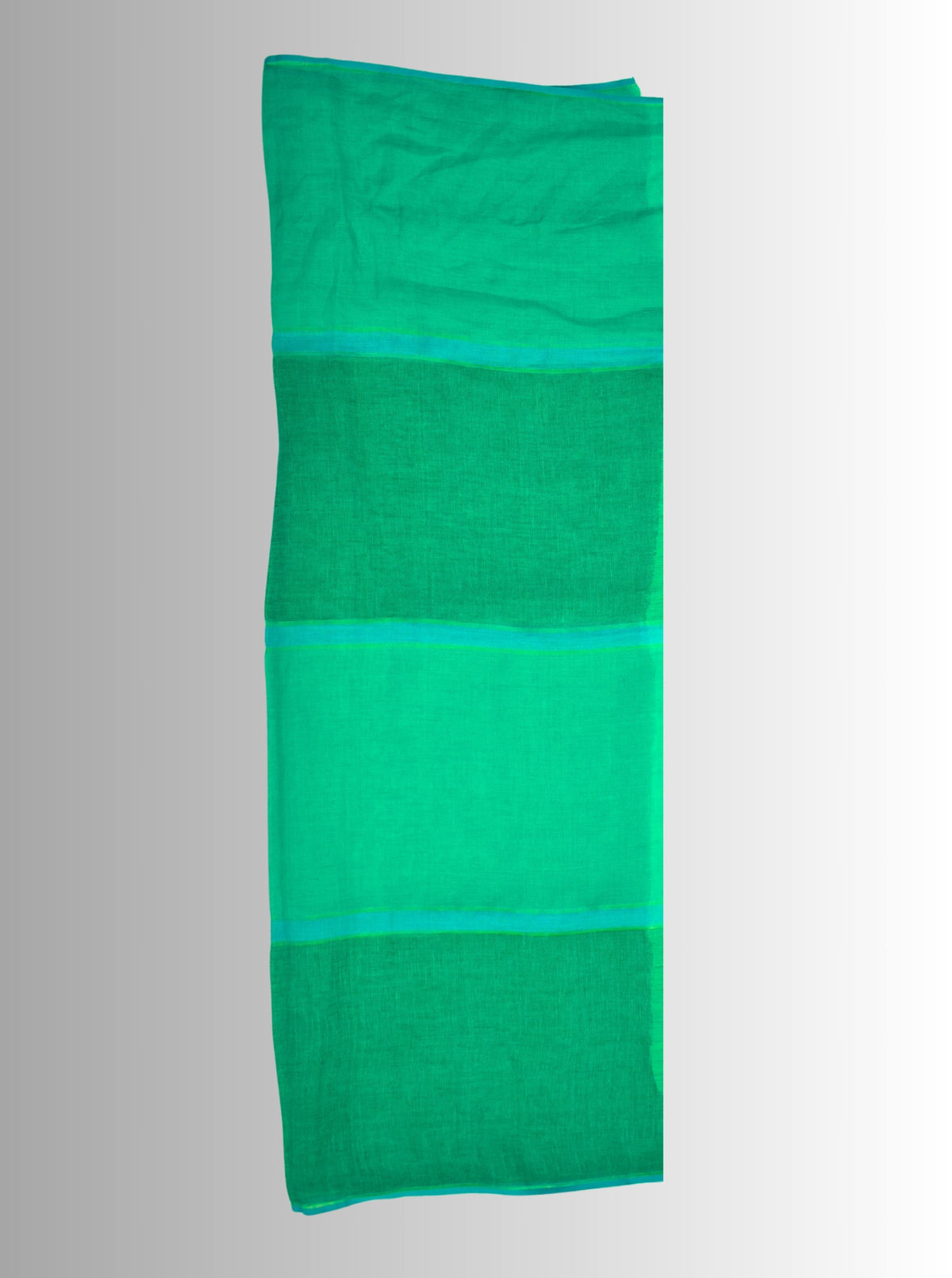 Pure Handloom Linen Emerald Green Check Saree