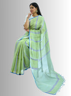 Pure Handloom Brown Linen Saree