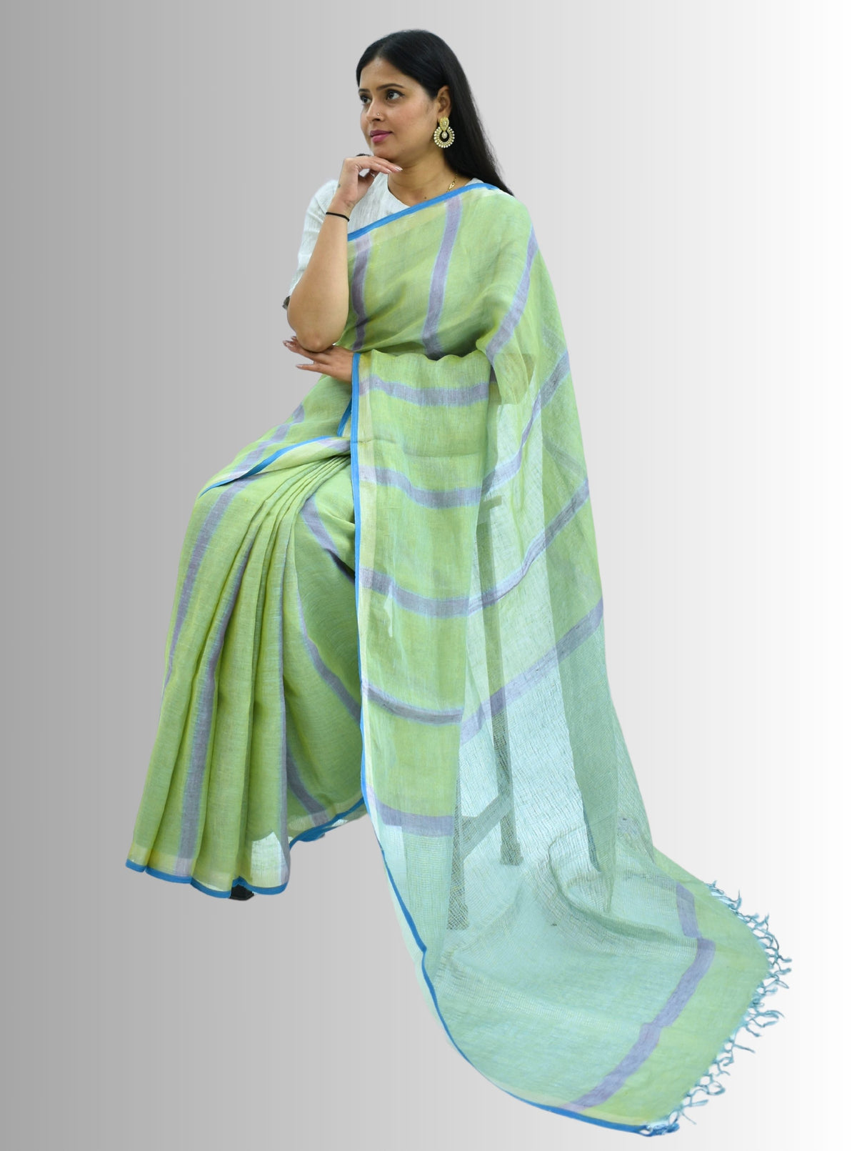 Pure Handloom Brown Linen Saree