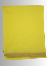 Chanderi Silk Lemon Yellow and Green Stripes Saree