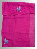 Fuchiya pink handloom hand embroiedry saree with blouse