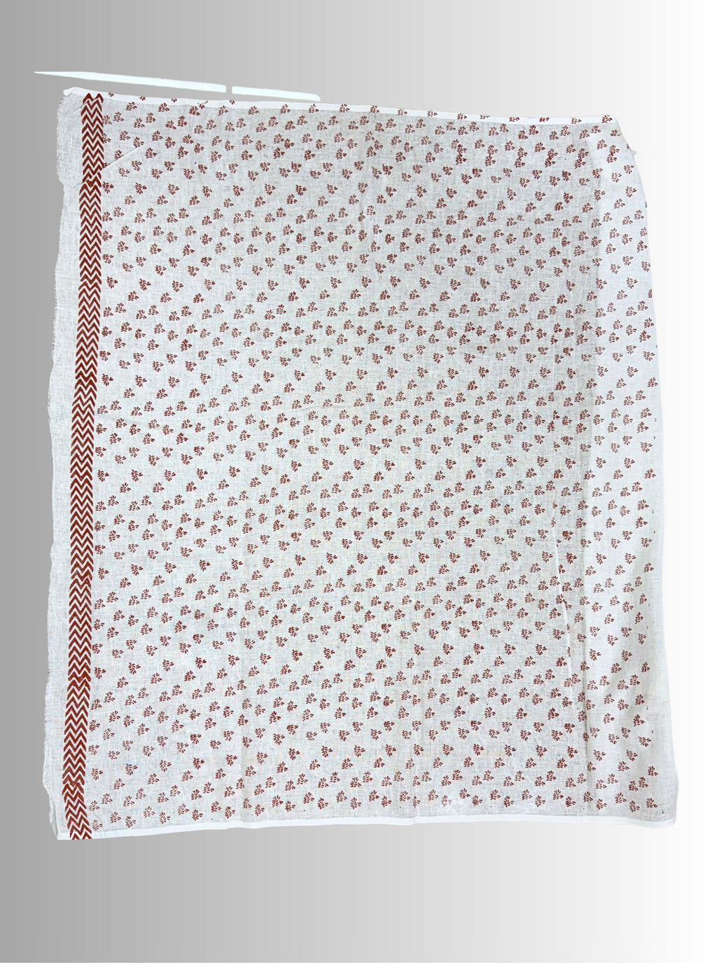 handloom cotton linen white hand block print saree with blouse