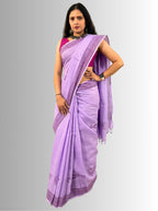 handloom cotton linen white hand block print saree with blouse