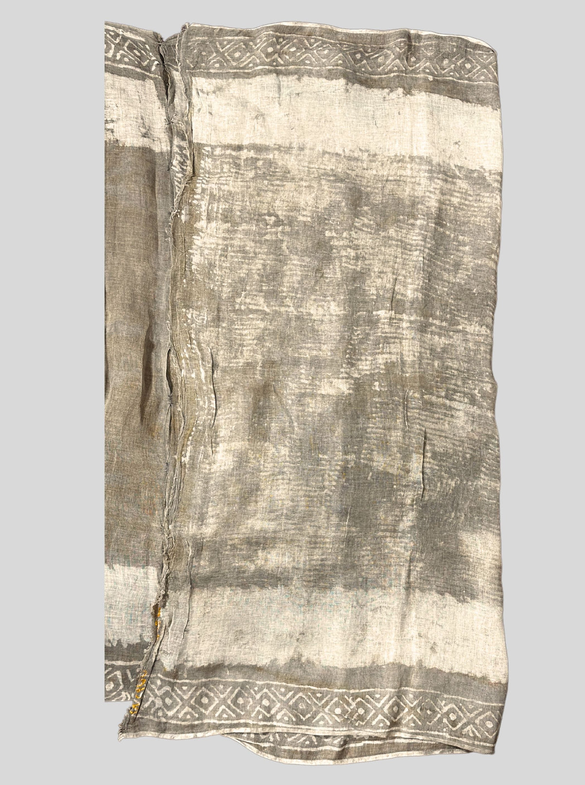 handloom linen soil beige colour dabu print sare with blouse