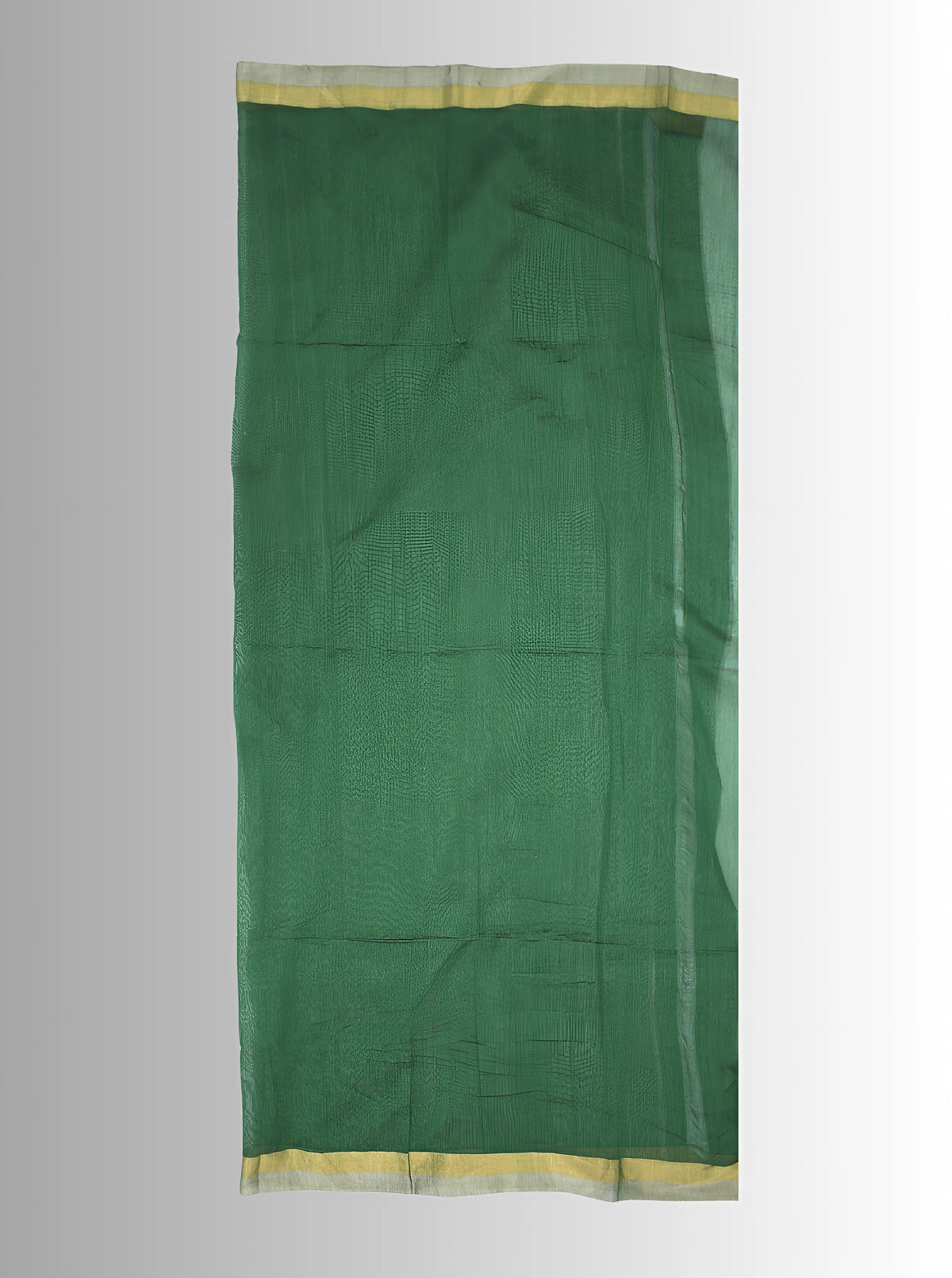 Chanderi Silk Green  Saree with Golden & Silver Border