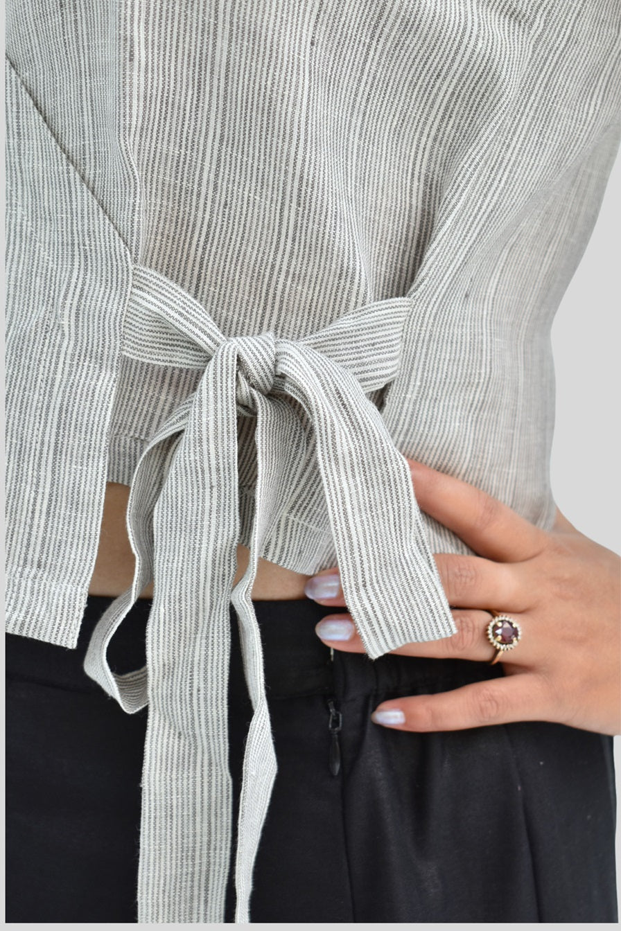 Pure Handloom Linen Grey Color Top