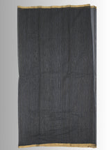 Chanderi Silk Black  Saree with Golden Zari Stripes