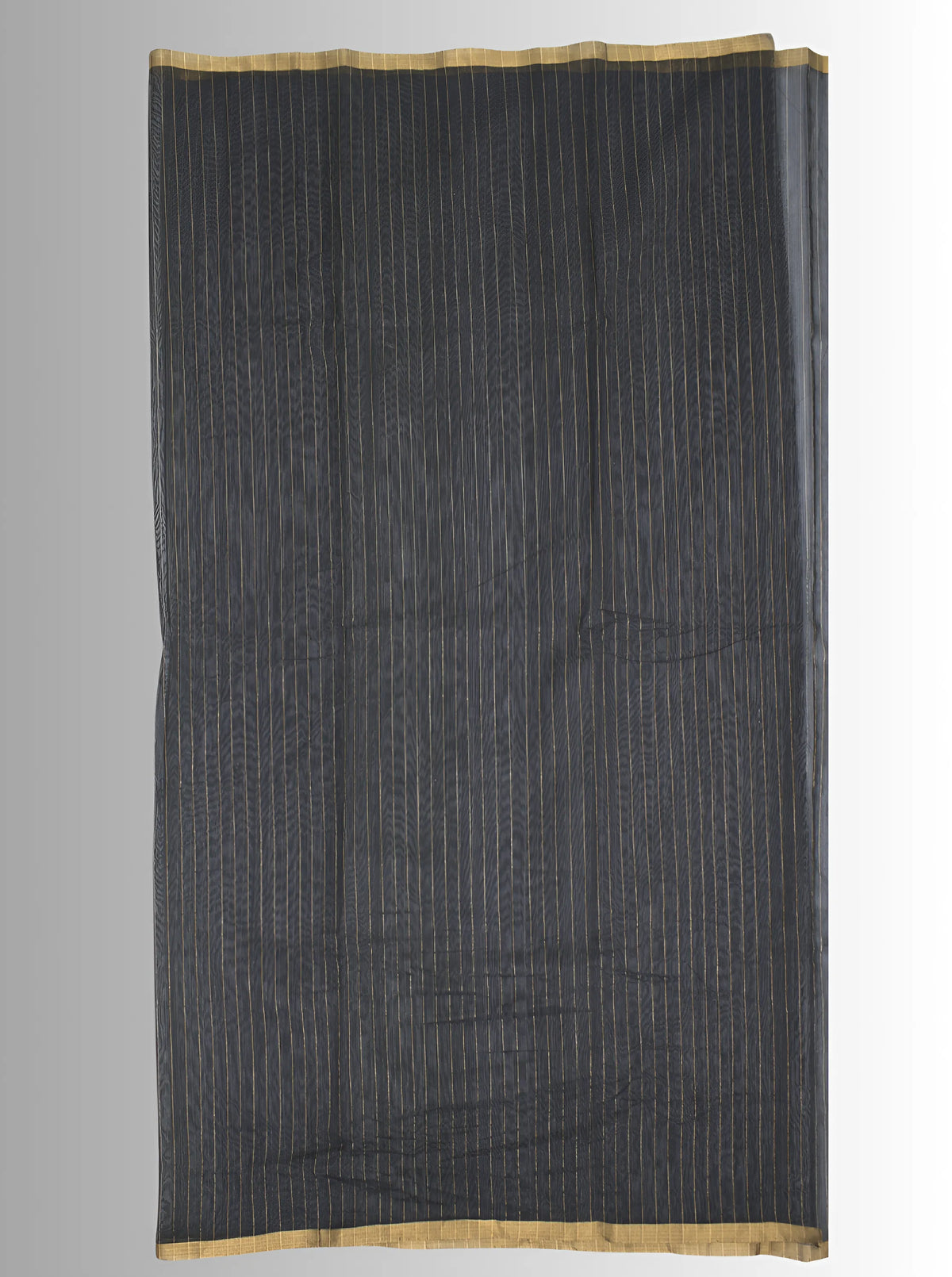 Chanderi Silk Black  Saree with Golden Zari Stripes