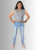 handloom linen check Angrakha top with collar