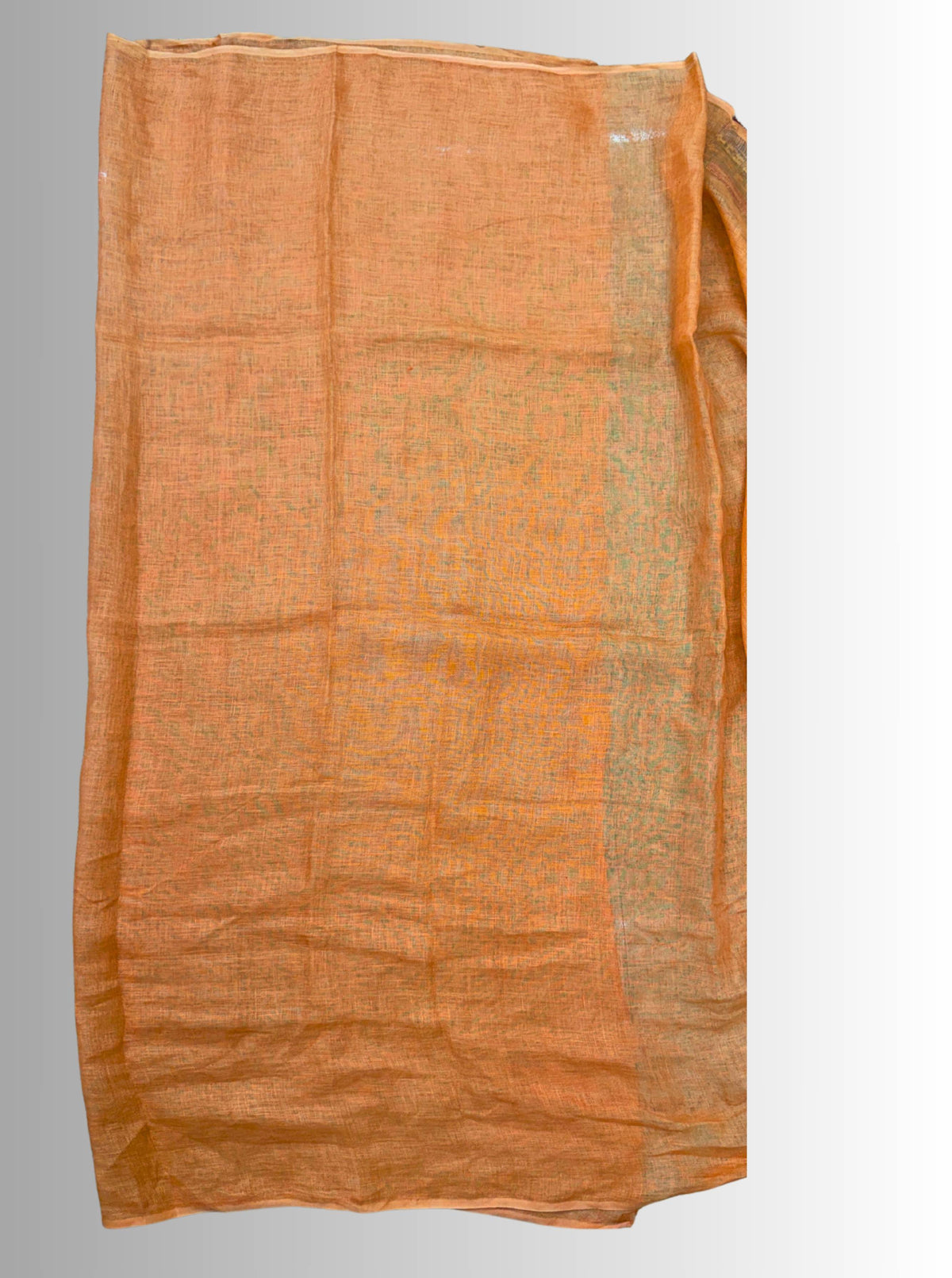 Peach hand embroiedry handloom linen  border saree with blouse