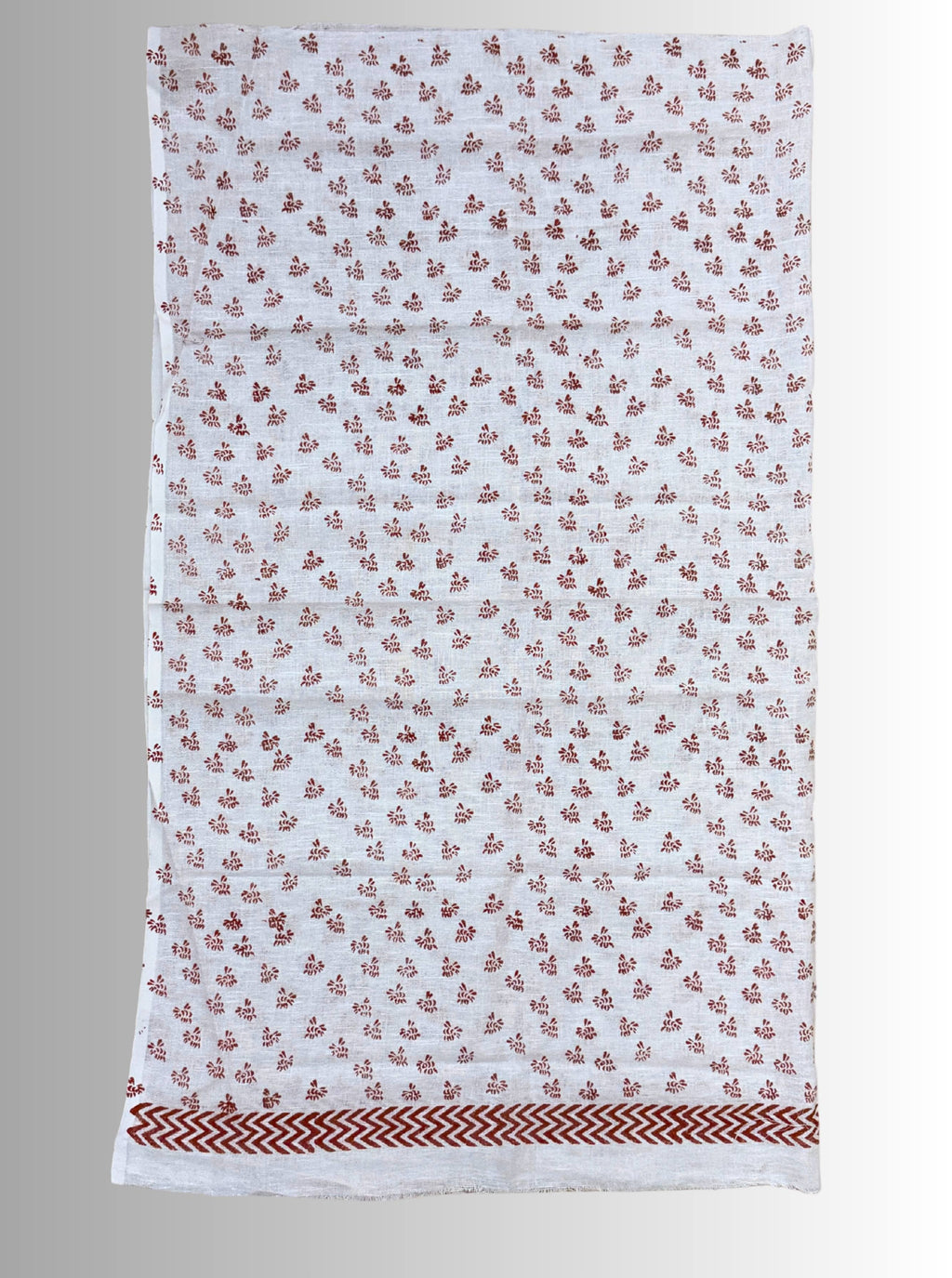 handloom cotton linen white hand block print saree with blouse