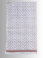 handloom cotton linen white hand block print saree with blouse