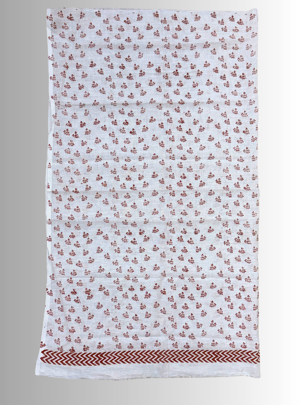 handloom cotton linen white hand block print saree with blouse