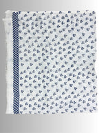 handloom cotton linen white hand block print saree with blouse