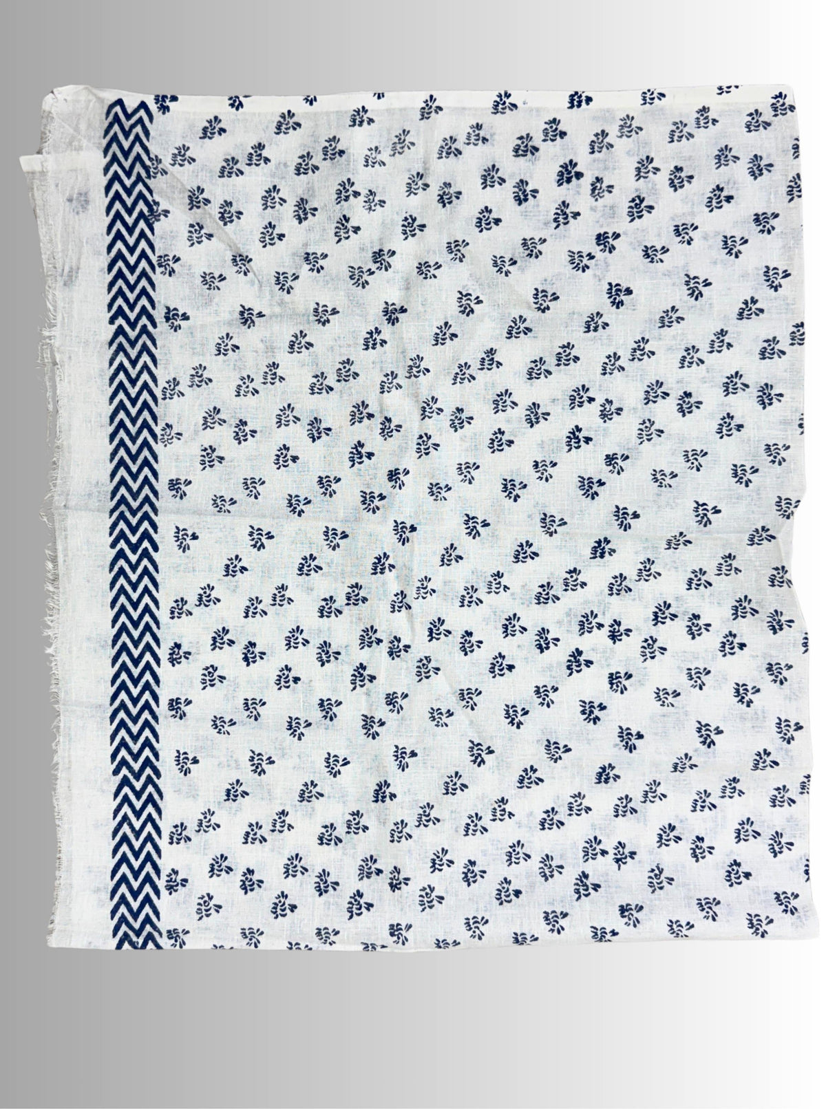 handloom cotton linen white hand block print saree with blouse