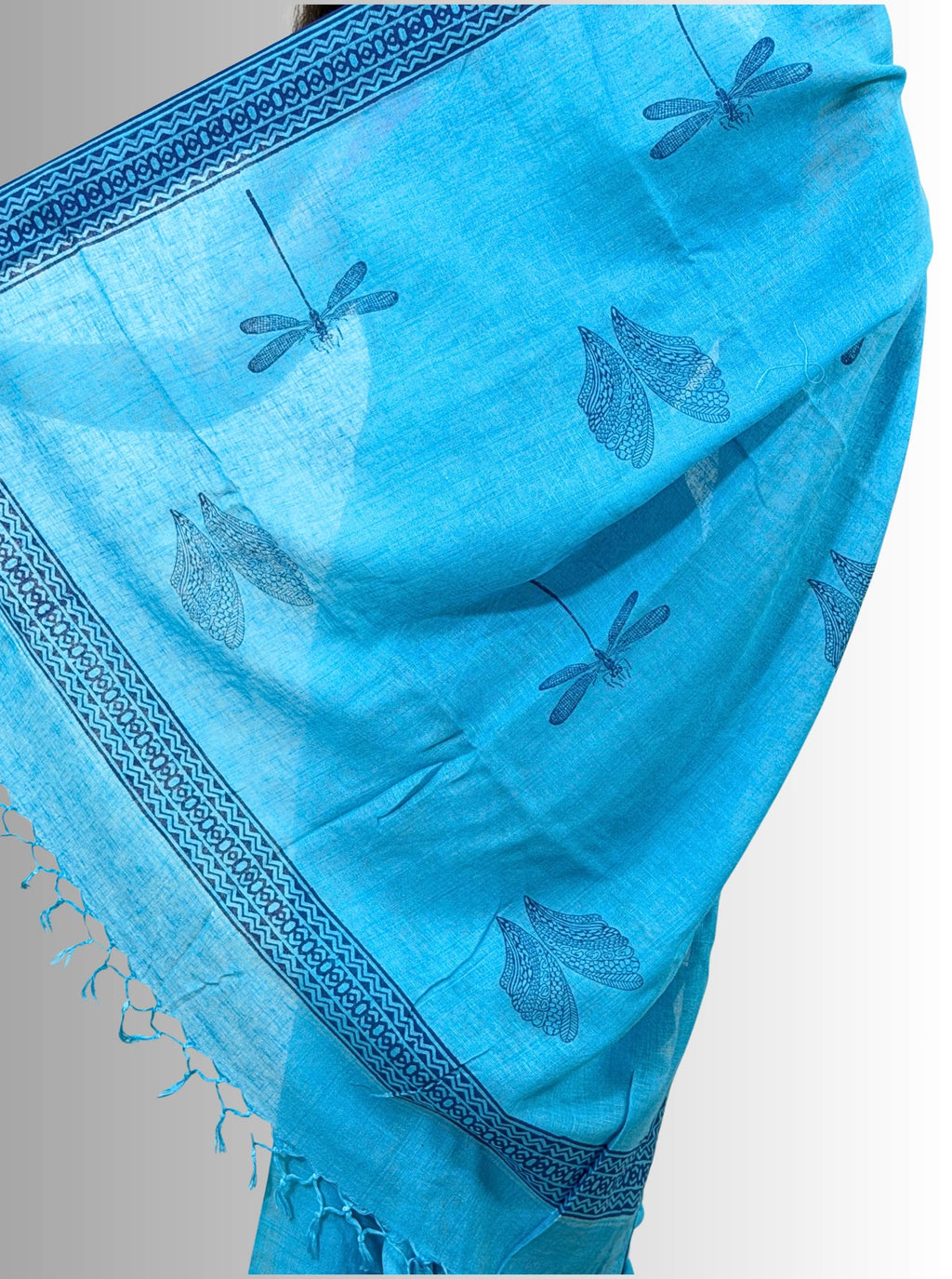handloom cotton linen white hand block print saree with blouse