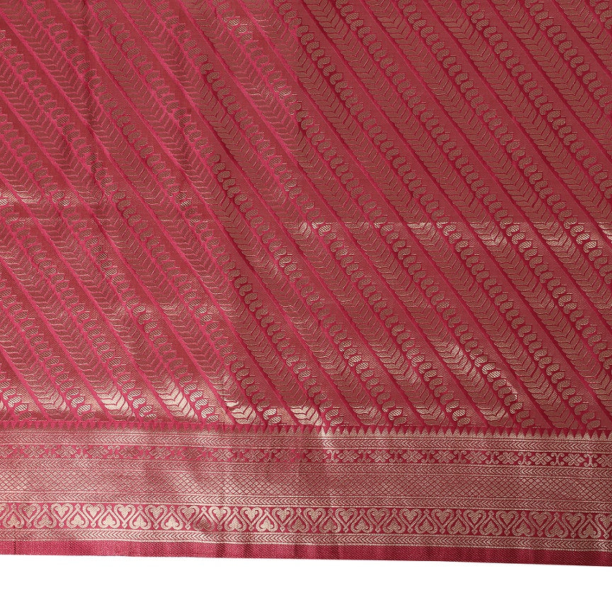 Katan Silk Banarasi Old Rose Pink Saree with Golden Silver Butta