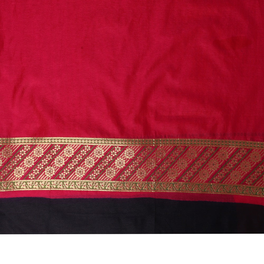 Ilfi Jamewar Banarasi Black Silk Saree with Zari Jaal Work
