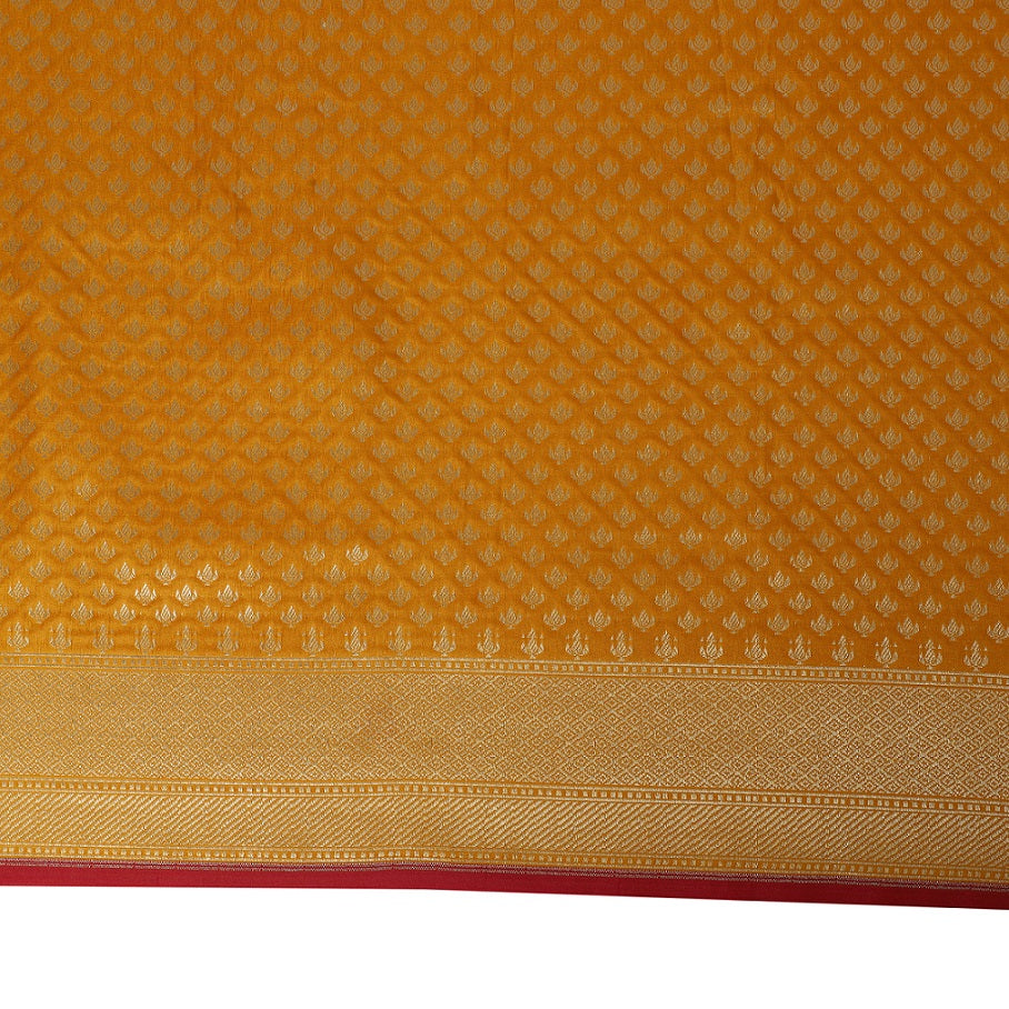 Katan Silk Banarasi Mustard Saree with Golden Zari Work