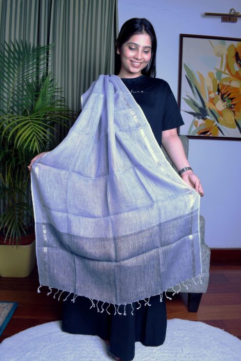 Linen Handloom Dupatta Blue