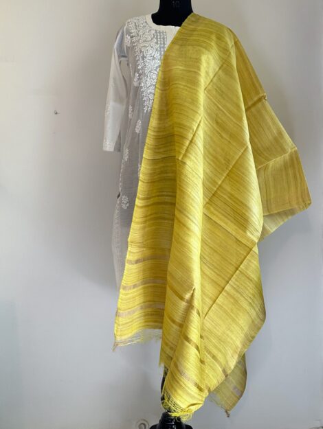 YELLOW TUSSAR SILK HANDLOOM DUPATTA