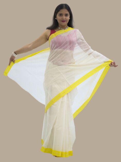 Chanderi Silk Handloom Off White Saree
